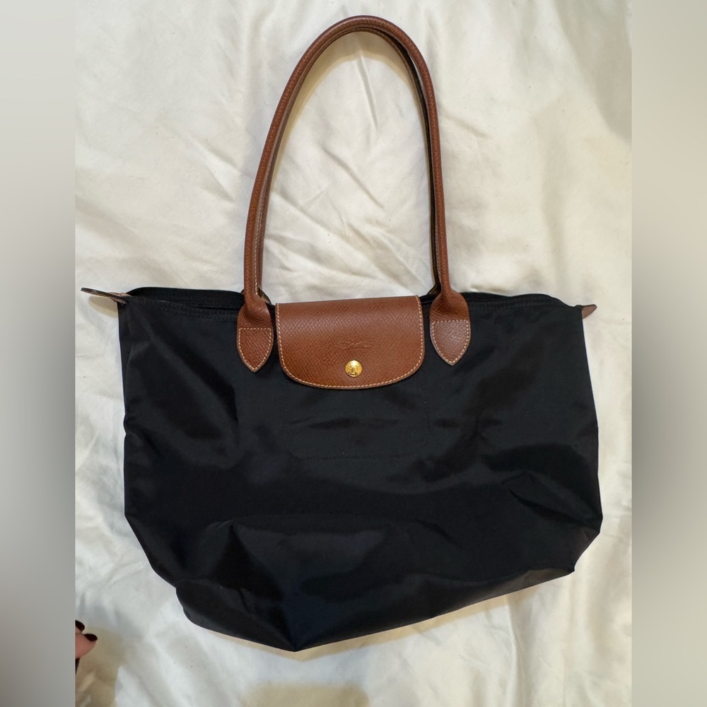 Longchamp Black and Brown Tote Bag